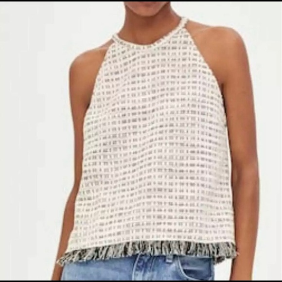 Zara Tops - 🍁 Zara Trafaluc Tweed Halter Fringe Hem Top